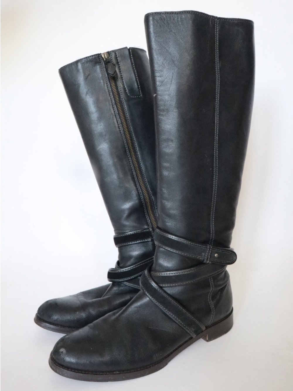 Cole Hann Knee High Boots With Wrap Strap Detail